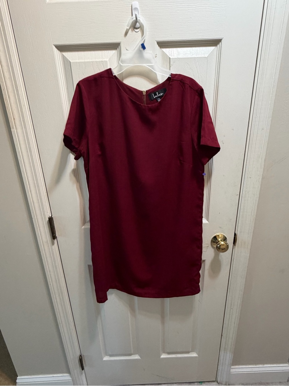 Lulu's Burgundy Short-Sleeve Shift Dress